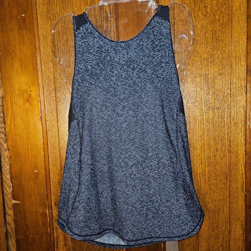 Lululemon Tank Top Womens 4 Sculpt Tank Black White Dot Mesh Back Racerback